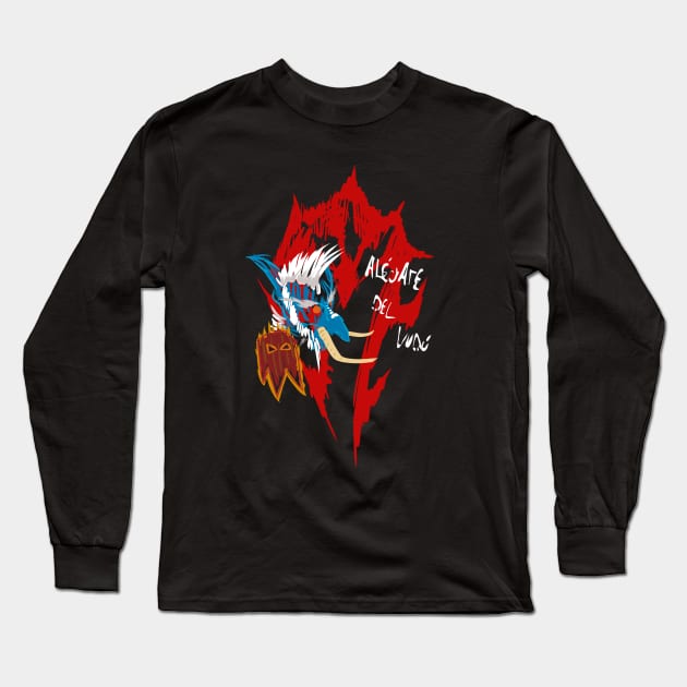 Aléjate del Vudú Long Sleeve T-Shirt by Roningasadesign